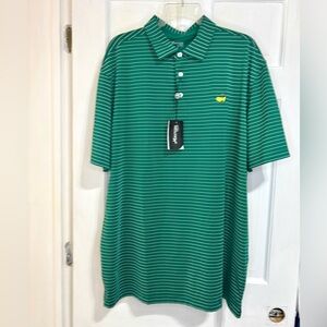 NWT Masters XL performance Polo green with thin white stripes